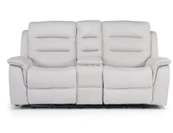 Chanell 2 Power Console Loveseat In New Nappa Gray