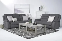 Chanell 2 Power Sofa In New Nappa Gray