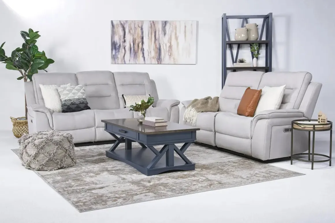 Chanell 2 Power Sofa In New Nappa Gray