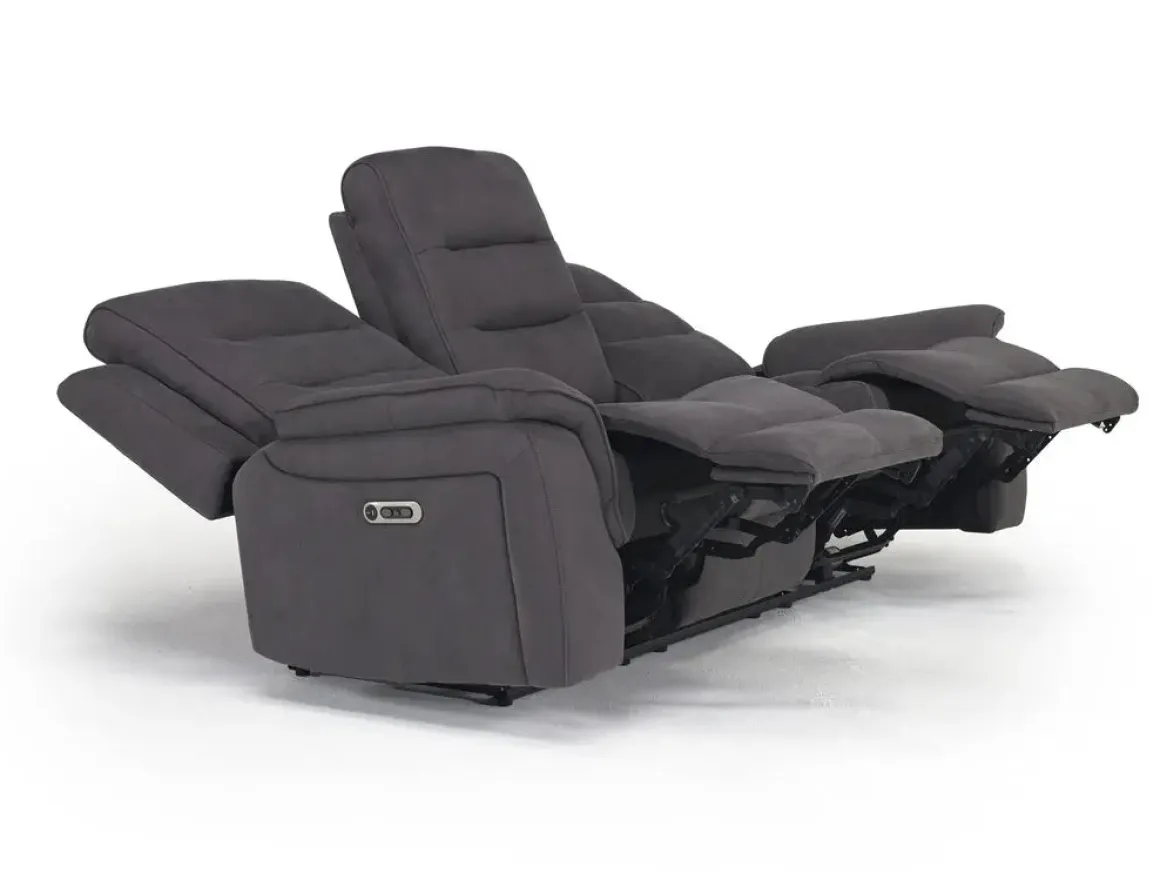 Chanell 2 Power Sofa In New Nappa Gray