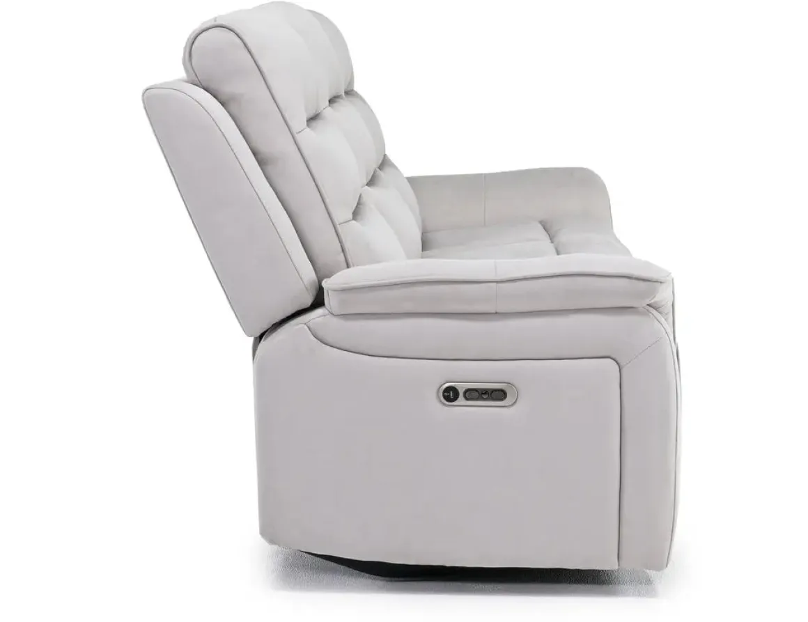 Chanell 2 Power Sofa In New Nappa Gray