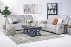 Chanell Reclining Console Loveseat In New Nappa Light Gray