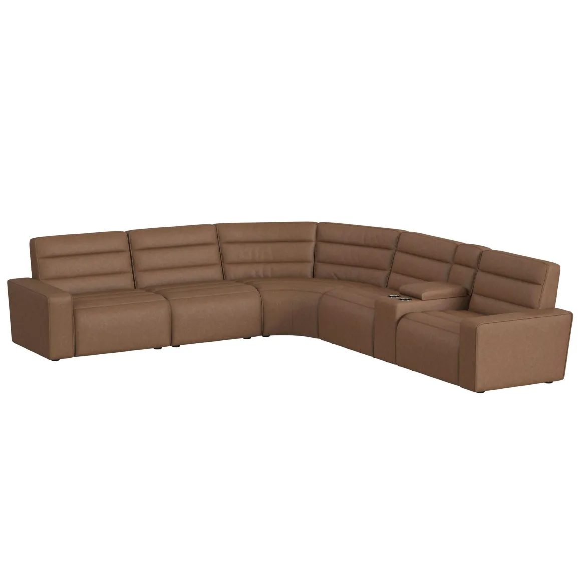 Chelsey 6 Piece Power Sectional W/ Power Armless Recliner In Bozeman Saddle