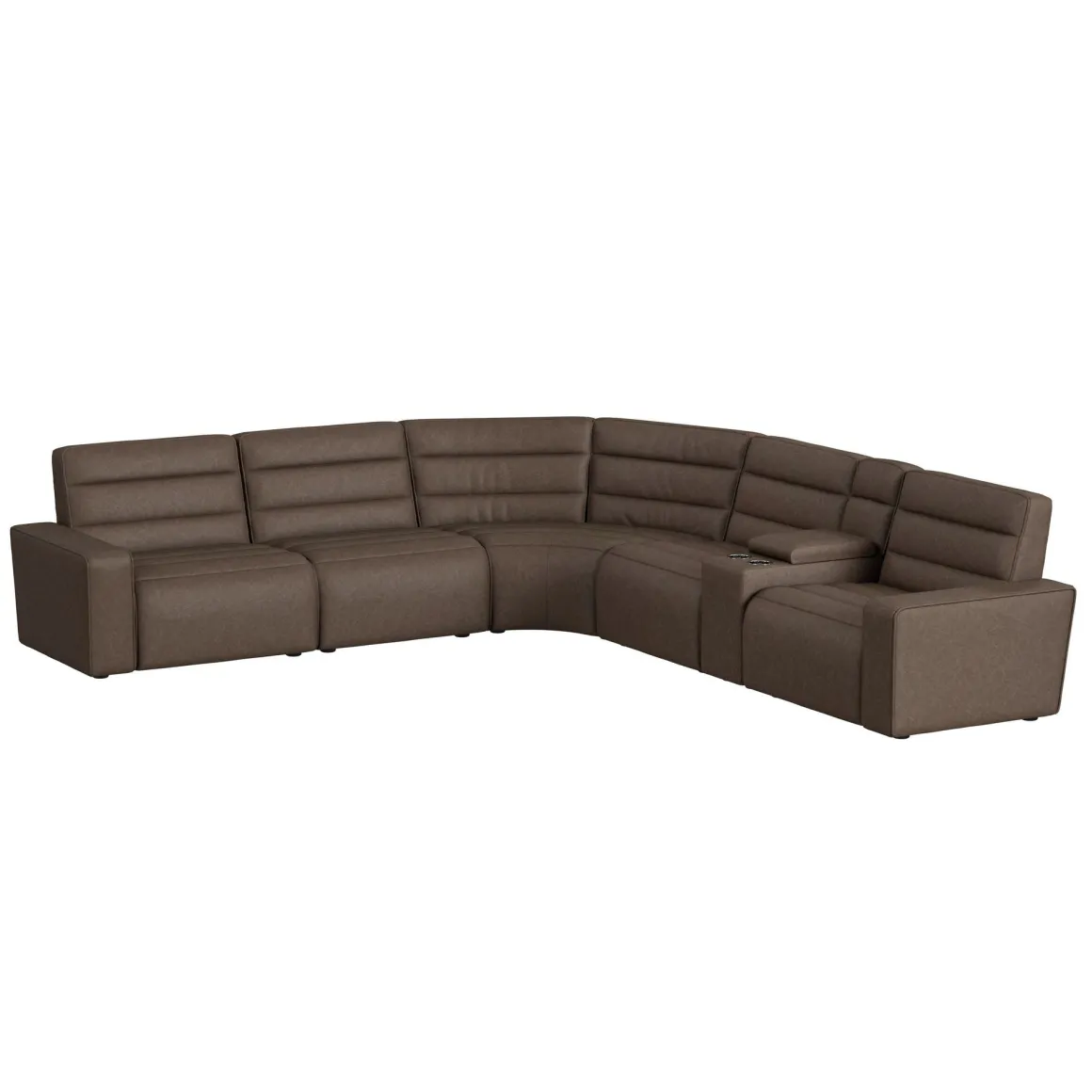 Chelsey 6 Piece Power Sectional W/ Power Armless Recliner In Bozeman Saddle