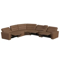 Chelsey 6 Piece Power Sectional W/ Power Armless Recliner In Bozeman Saddle