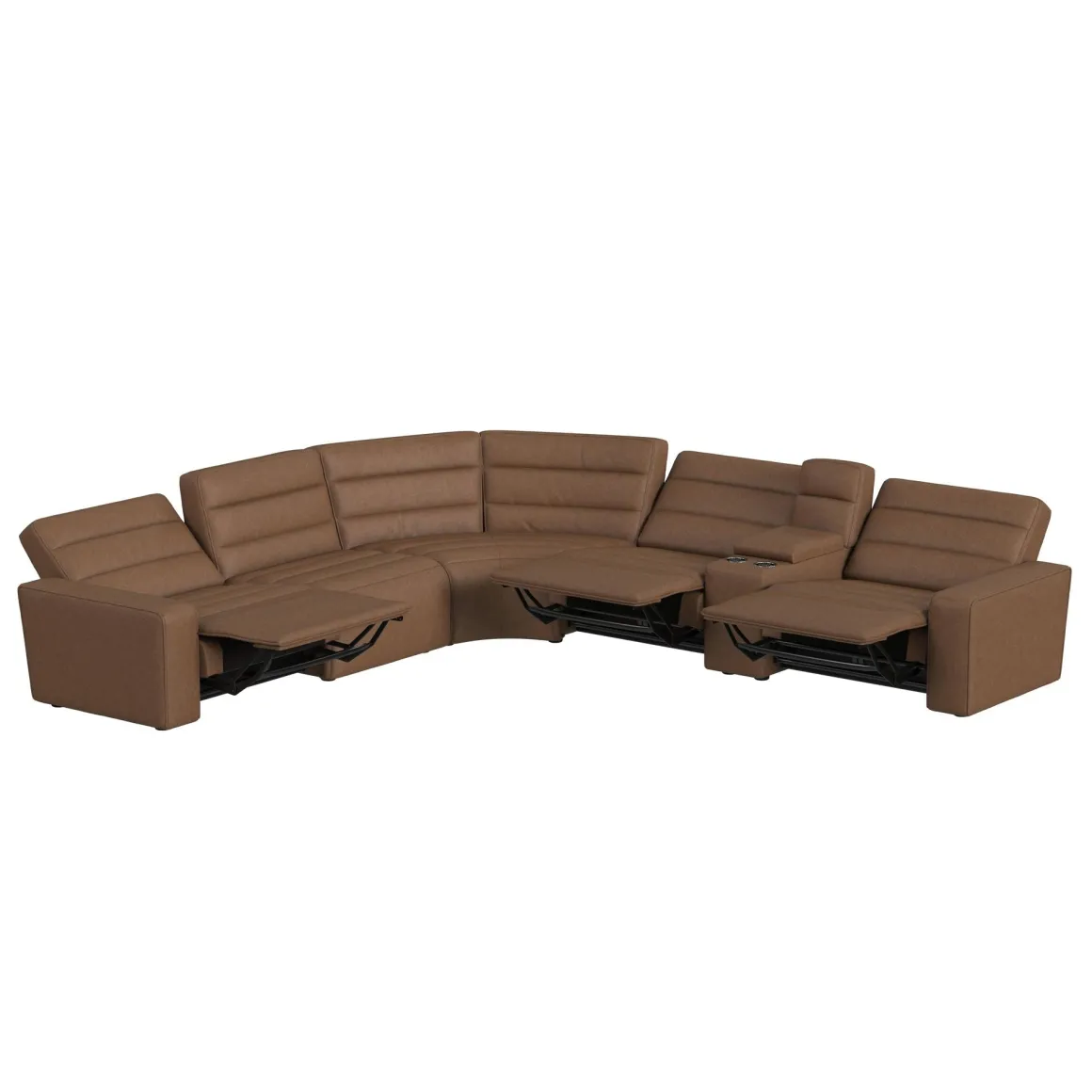 Chelsey 6 Piece Power Sectional W/ Power Armless Recliner In Bozeman Saddle