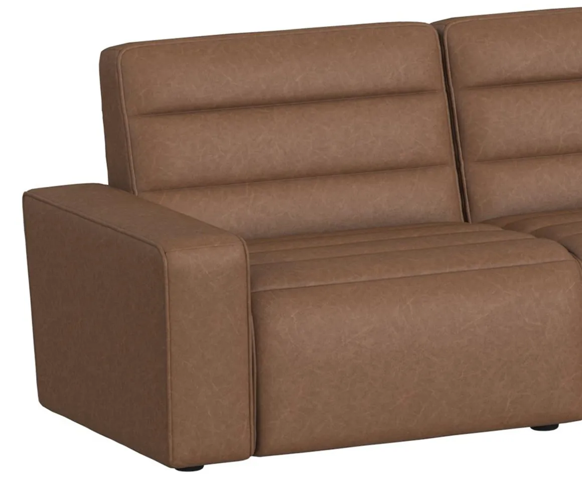 Chelsey 6 Piece Power Sectional W/ Power Armless Recliner In Bozeman Saddle