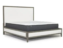 Chloe Upholstered Panel Bed In Gray/White, Queen