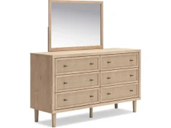 Cielden Panel Bed, Dresser, Mirror & Nightstand In Tan, Twin