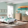 Cielden Upholstered Bed, Dresser, Mirror, 2 Nightstands & Chest In Tan, Full