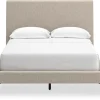 Cielden Upholstered Bed In Soft Gray, Queen