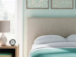 Cielden Upholstered Bed In Soft Gray, Queen