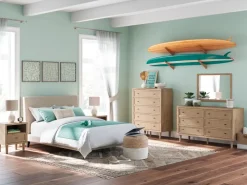 Cielden Upholstered Bed In Soft Gray, Queen