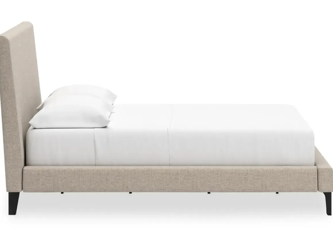 Cielden Upholstered Bed In Soft Gray, Queen