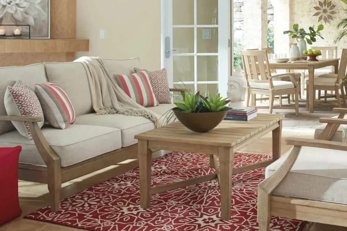 Clare View Outdoor Coffee Table In Grayish Brown