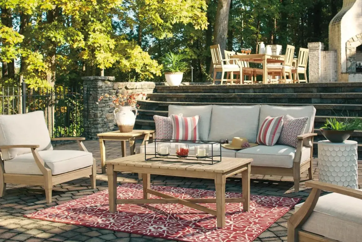 Clare View Outdoor Coffee Table In Grayish Brown