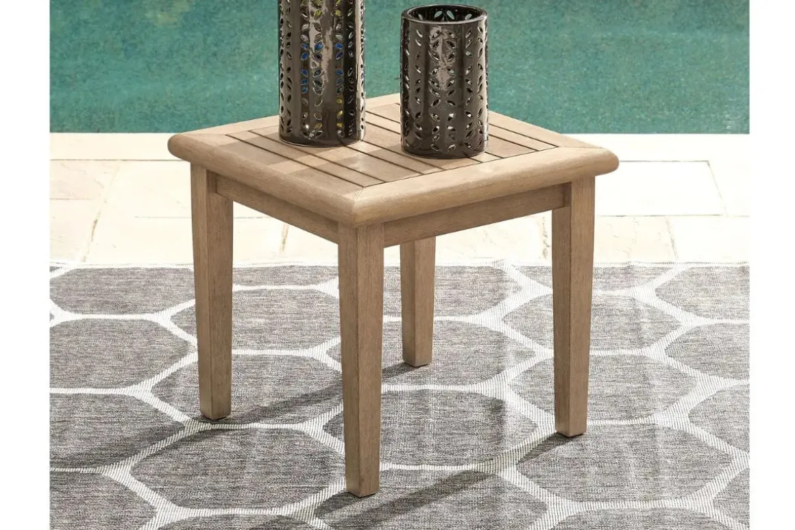 Clare View Outdoor End Table In Grayish Brown