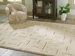 Clayman Rug In Beige/Brown, 5x7