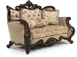 Constantine Sofa & Loveseat In Gold