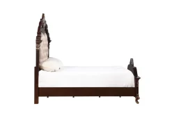 Constantine Upholstered Bed, Dresser, Mirror & Nightstand In Cherry, Queen