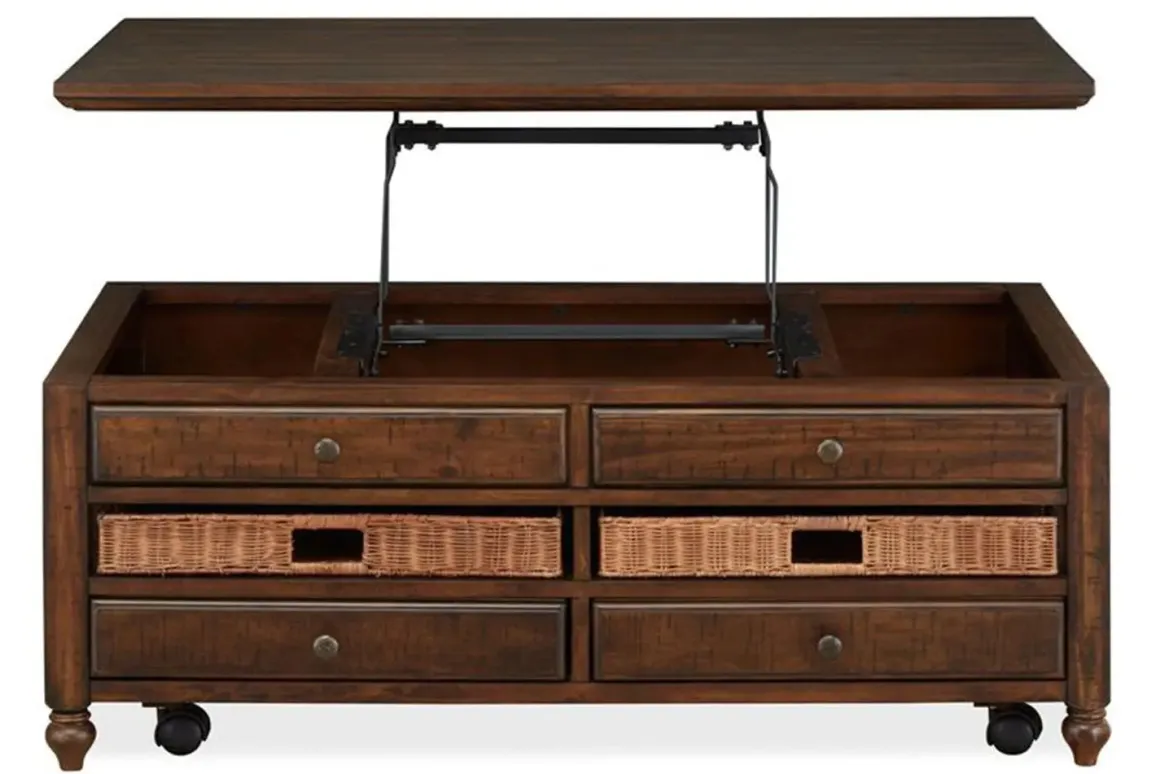 Cottage Lane Lift Top Coffee Table In Brown