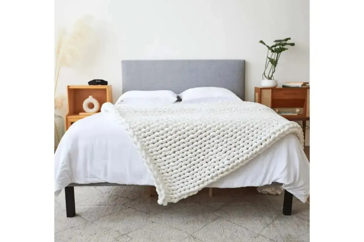 Cotton Weighted Blanket In Cream, Twin/Full