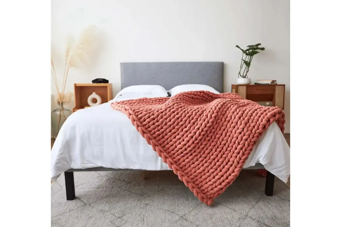 Cotton Weighted Blanket In Cream, Twin/Full