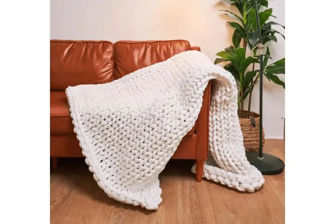 Cotton Weighted Blanket In Cream, Twin/Full