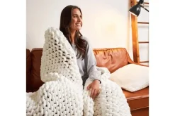 Cotton Weighted Blanket In Cream, Twin/Full