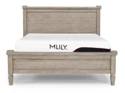 Country Side Canopy Bed, Dresser, Mirror & 2 Drawer Nightstand In Brown, Queen