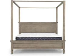 Country Side Canopy Bed, Dresser, Mirror & 2 Drawer Nightstand In Brown, Queen