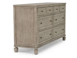 Country Side Canopy Bed, Dresser, Mirror & 2 Drawer Nightstand In Brown, Queen