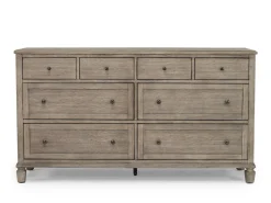 Country Side Canopy Bed, Dresser, Mirror & 2 Drawer Nightstand In Brown, Queen