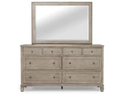 Country Side Canopy Bed, Dresser, Mirror & 2 Drawer Nightstand In Brown, Queen