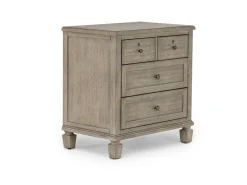 Country Side Canopy Bed, Dresser, Mirror & 2 Drawer Nightstand In Brown, Queen