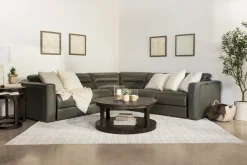 Cove 5 Piece 2 Power Sectional In Gray Leather