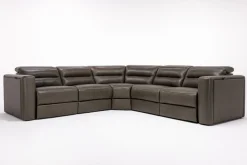 Cove 5 Piece 2 Power Sectional In Gray Leather