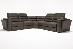 Cove 5 Piece 2 Power Sectional In Gray Leather