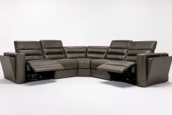 Cove 5 Piece 2 Power Sectional In Gray Leather