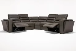 Cove 5 Piece 2 Power Sectional In Gray Leather