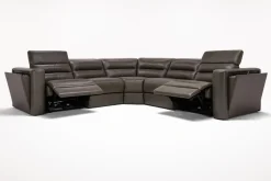 Cove 5 Piece 2 Power Sectional In Gray Leather