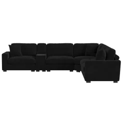 Cuddle Cloud 6 Piece Sectional In Black