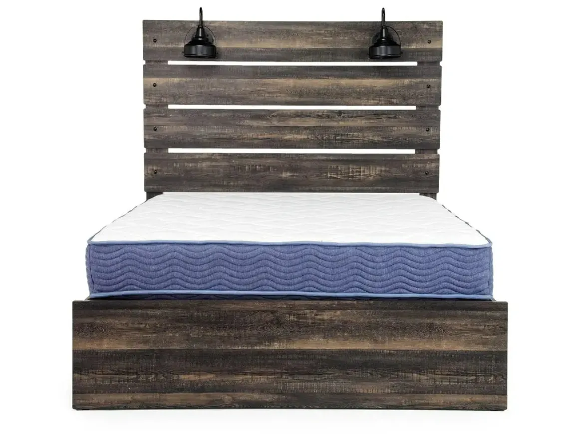 Dallas Panel Bed W/ Lights In White Wash, Twin