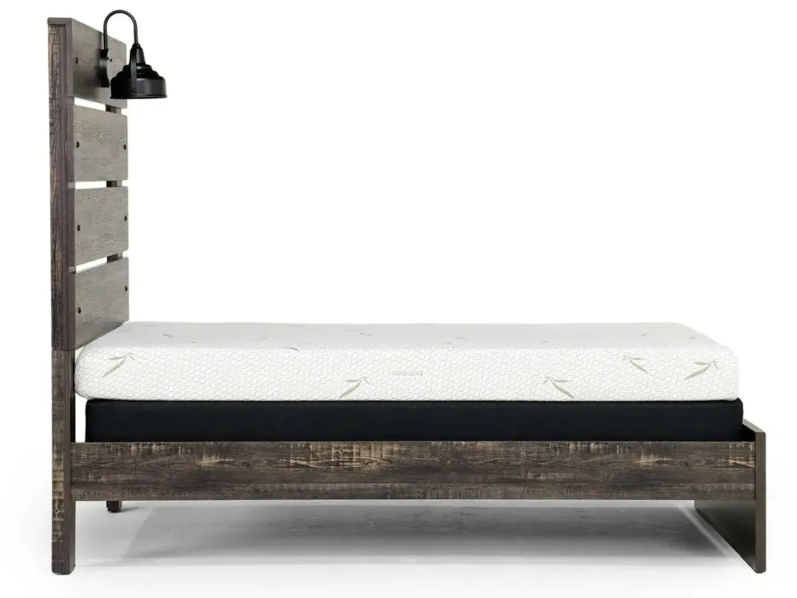 Dallas Panel Bed W/ Lights In White Wash, Twin