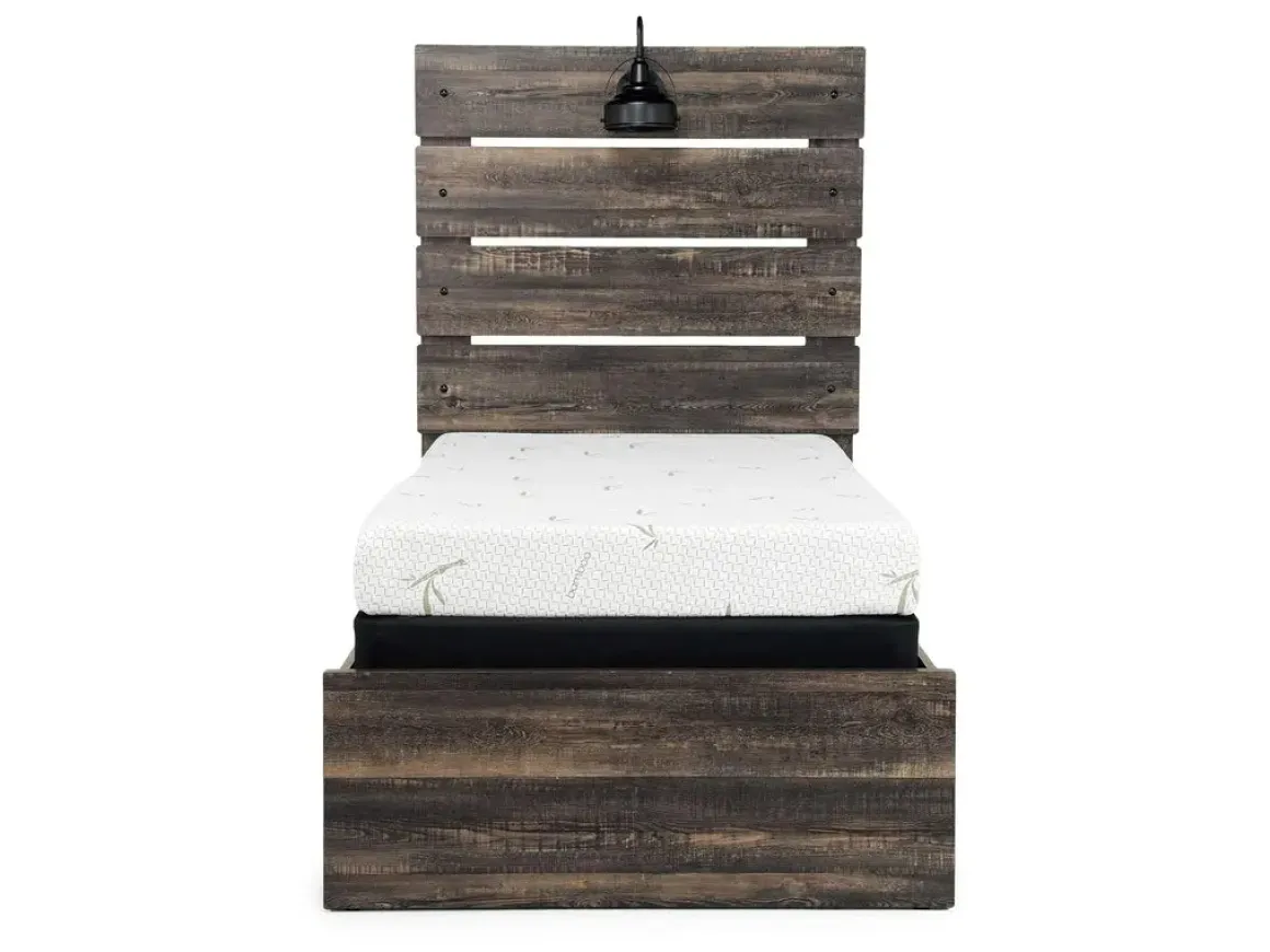 Dallas Panel Bed W/ Lights In White Wash, Twin