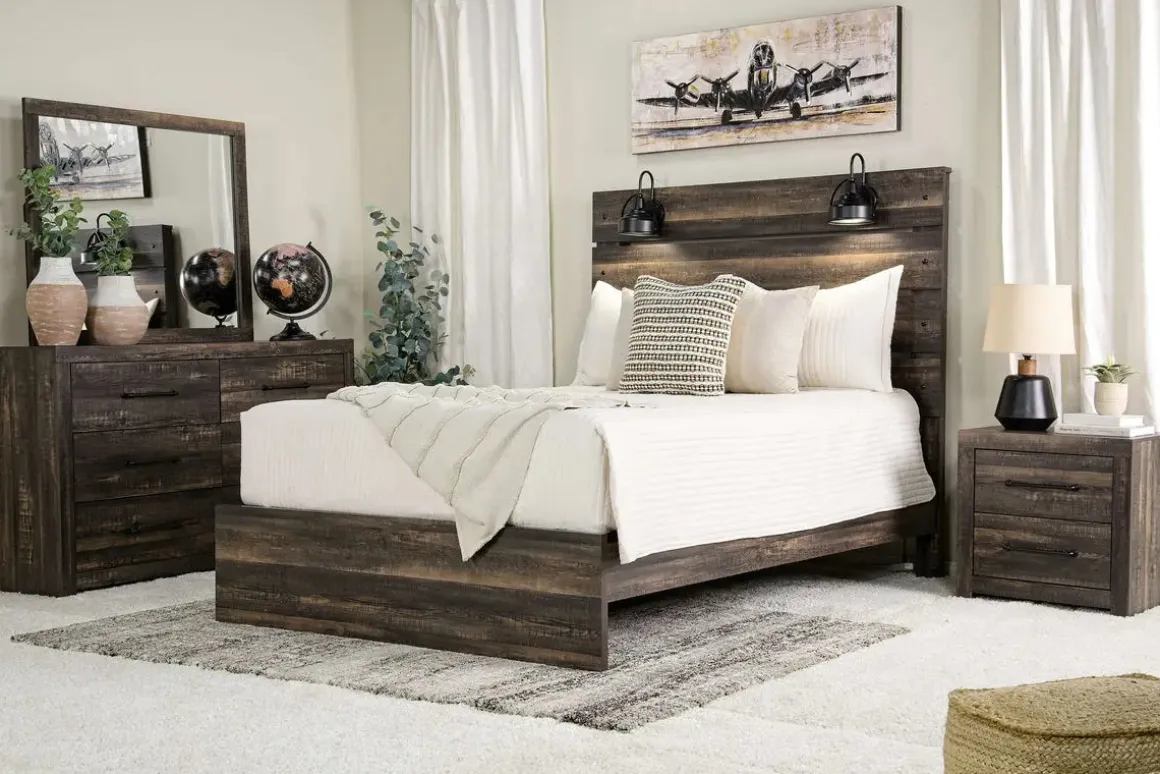 Dallas Panel Bed W/ Lights In White Wash, Twin