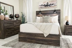 Dallas Panel Bed W/ Lights In White Wash, Twin