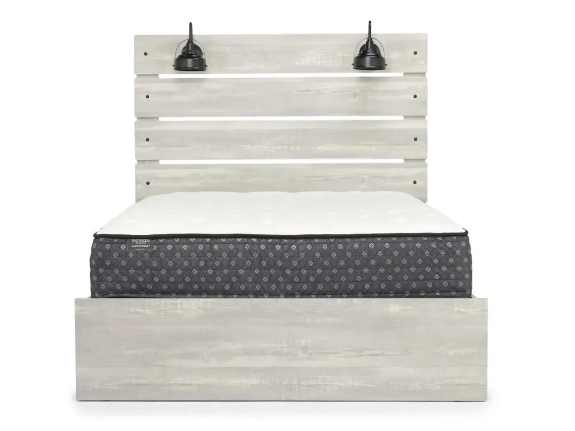 Dallas Panel Bed W/ Lights In White Wash, Twin