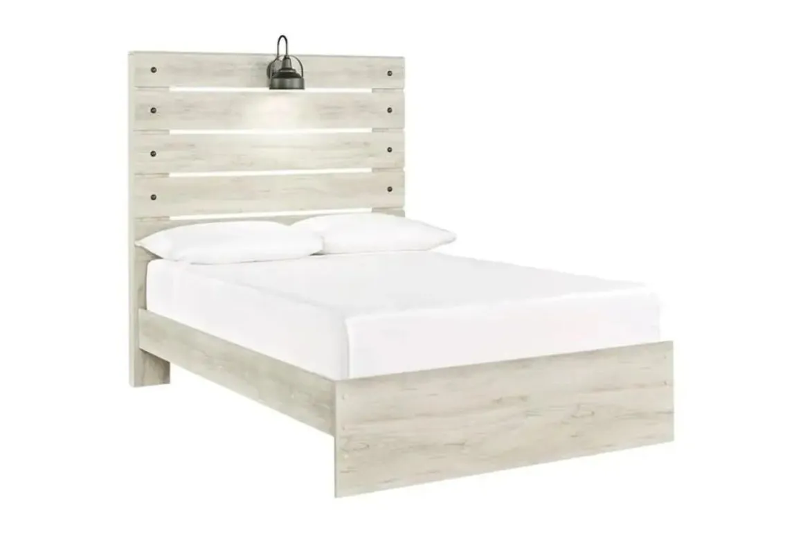 Dallas Panel Bed W/ Lights In White Wash, Twin