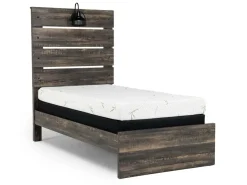 Dallas Panel Bed W/ Lights In White Wash, Twin